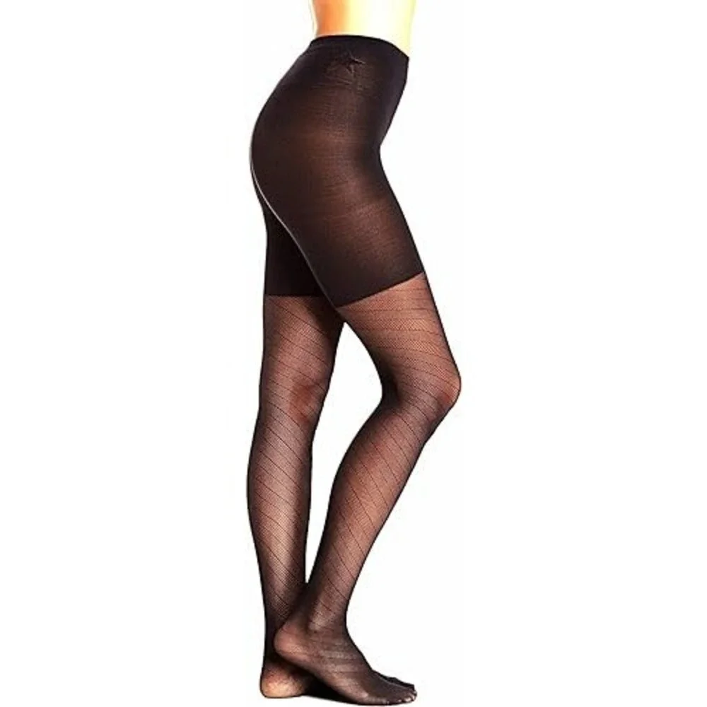 SPANX STAR POWER TWO WAY DIAGONAL SHAPING TIGHTS  Size C   BACKDROP‎ BLACK